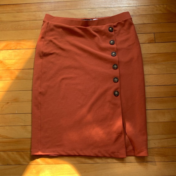 Orange button up midi skirt - size XL to XXL - Picture 1 of 3